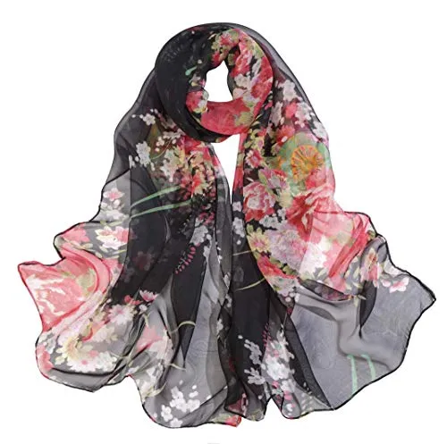 Acotavie Scarfs for Women Lightweight Fashion Scarves Print Floral Pattern Scarf Shawl Wraps (C13)
