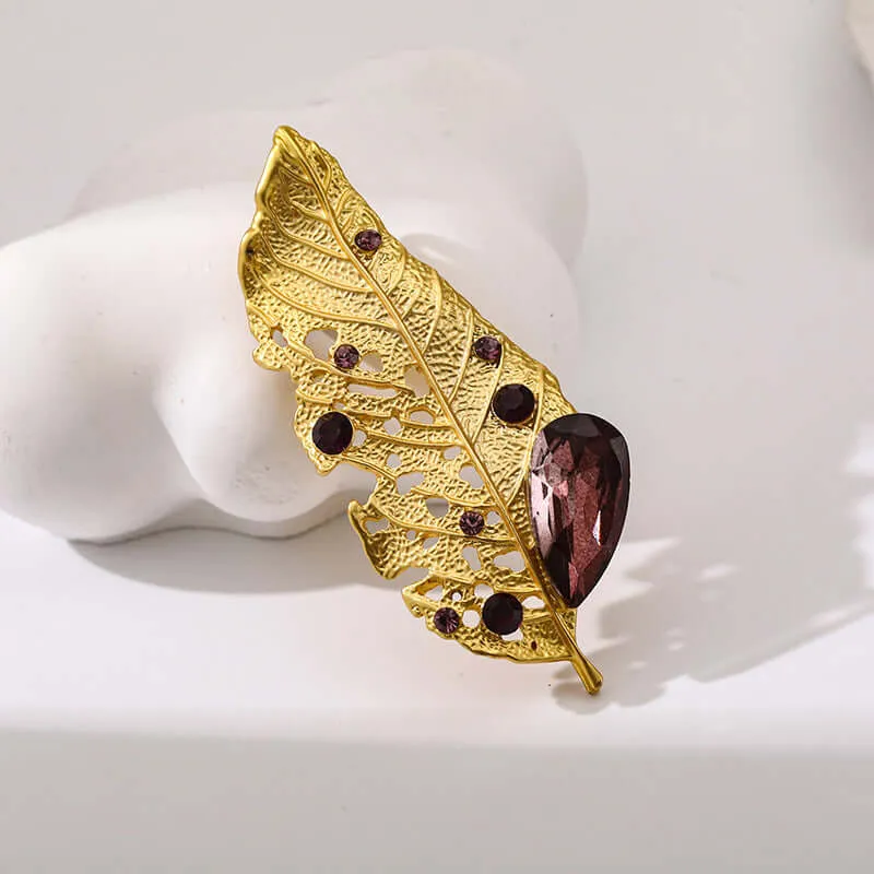 Alloy Gold Dead Leaf Brooch