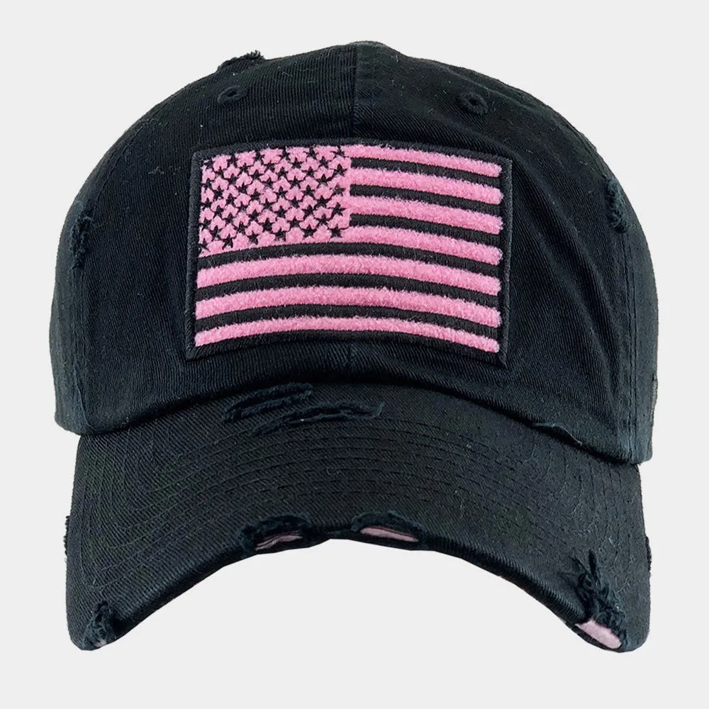 American USA Flag Camouflage Patterned Vintage Baseball Cap
