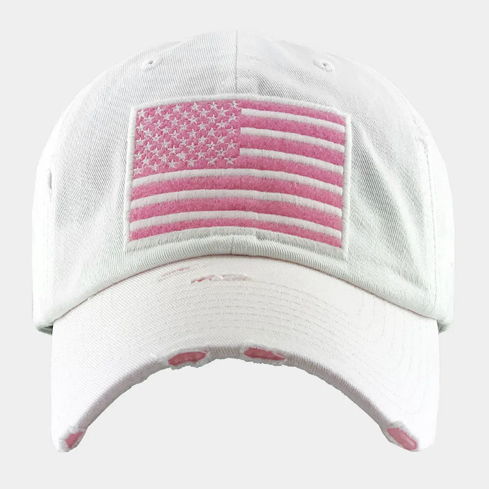 American USA Flag Camouflage Patterned Vintage Baseball Cap