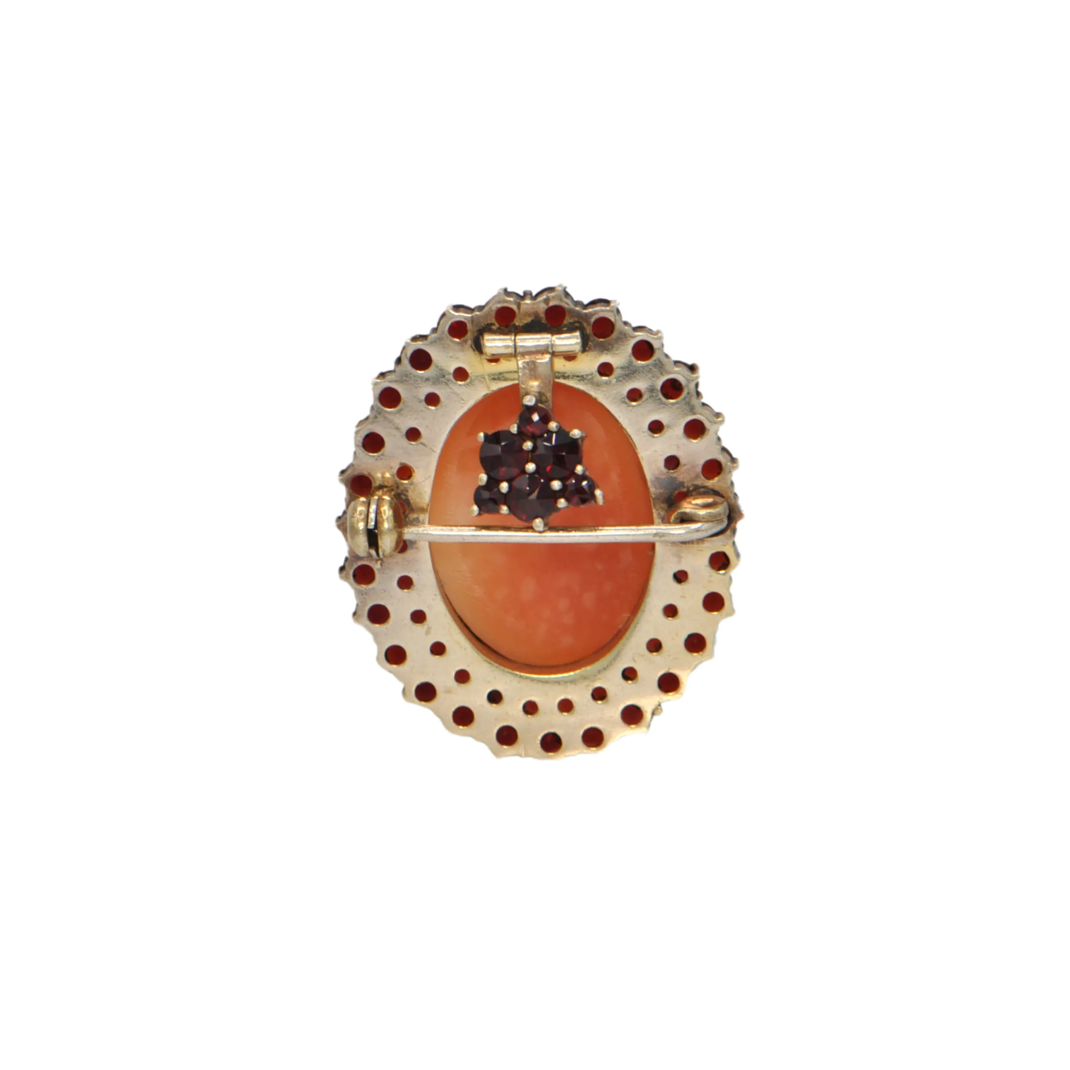 Antique Cameo with Garnet Frame Vermeil Pendant/Brooch