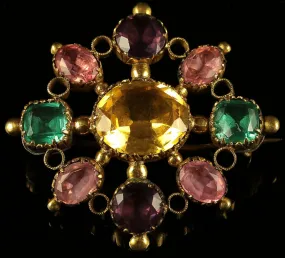 Antique Georgian Harlequin Brooch Gemset Paste Circa 1700