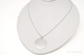 Antique Large "Tre Joule" Etched Sterling Silver Necklace 18"