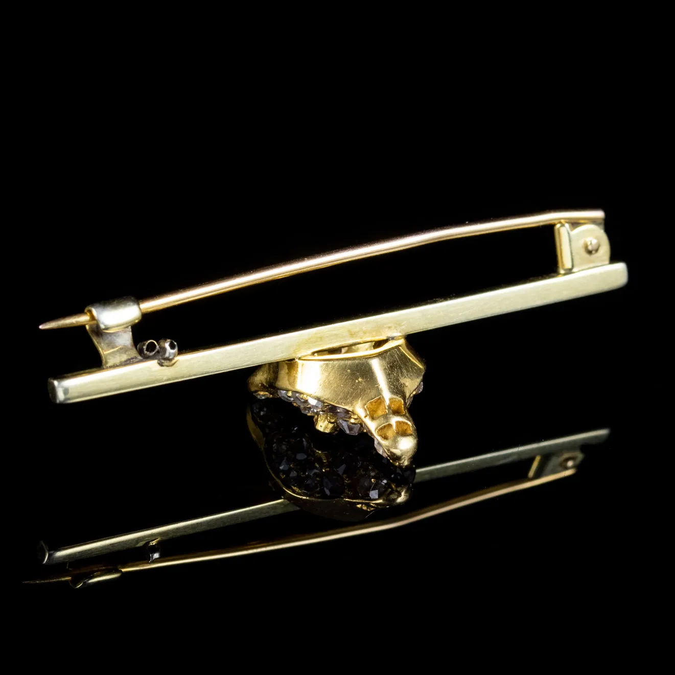 Antique Victorian Diamond Fox Brooch Ruby Eyes Circa 1900