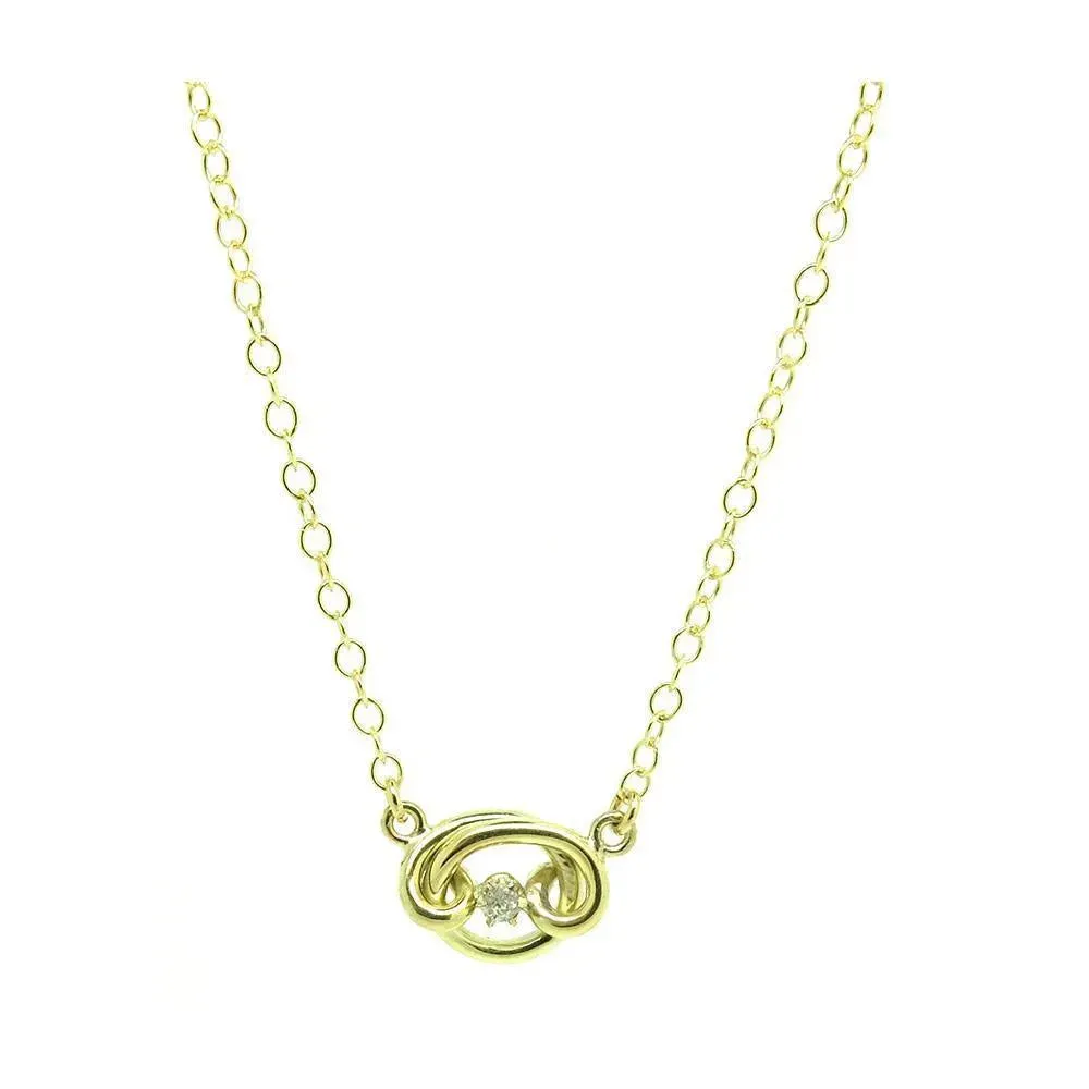 Antique Victorian Diamond Knot 9ct Gold Necklace
