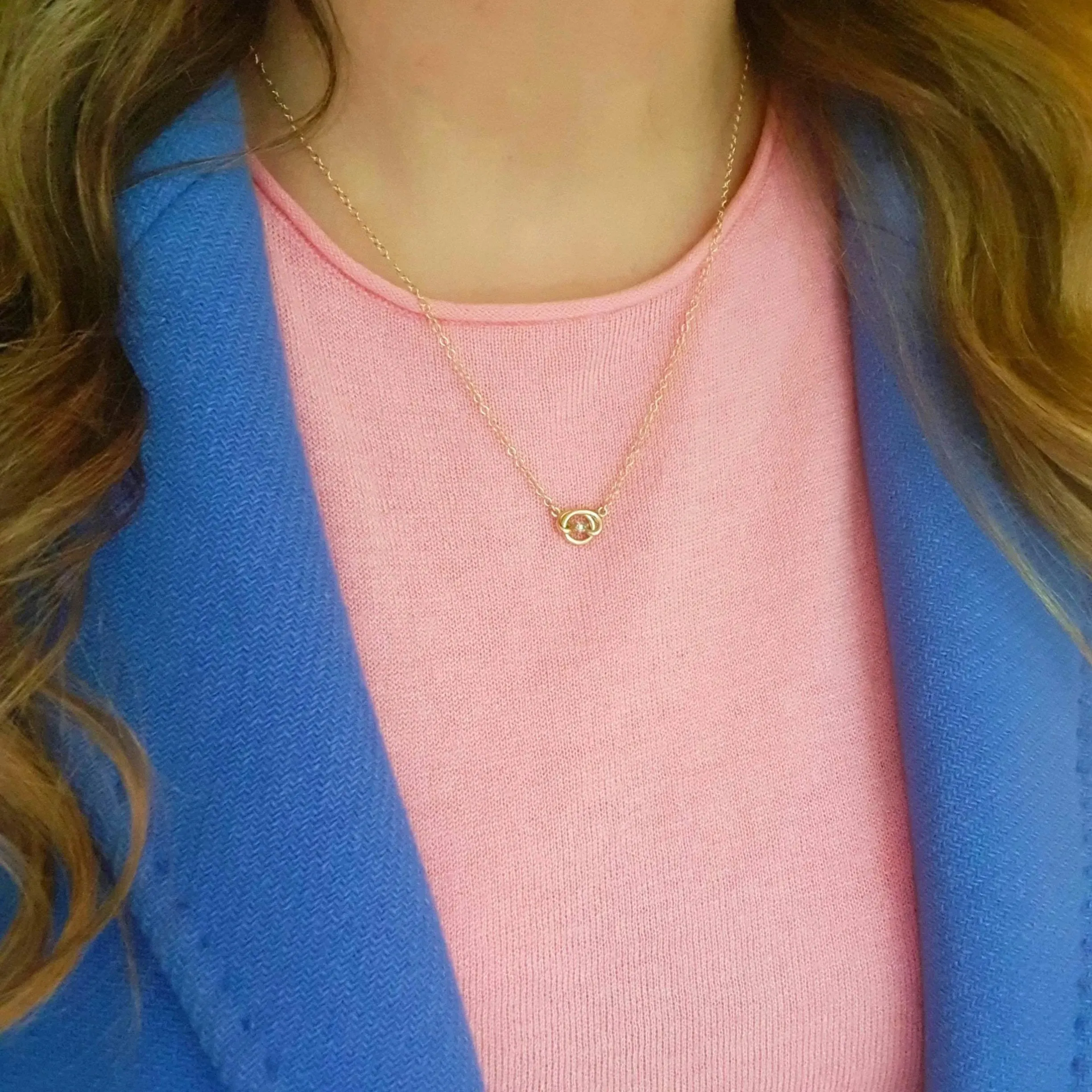 Antique Victorian Diamond Knot 9ct Gold Necklace