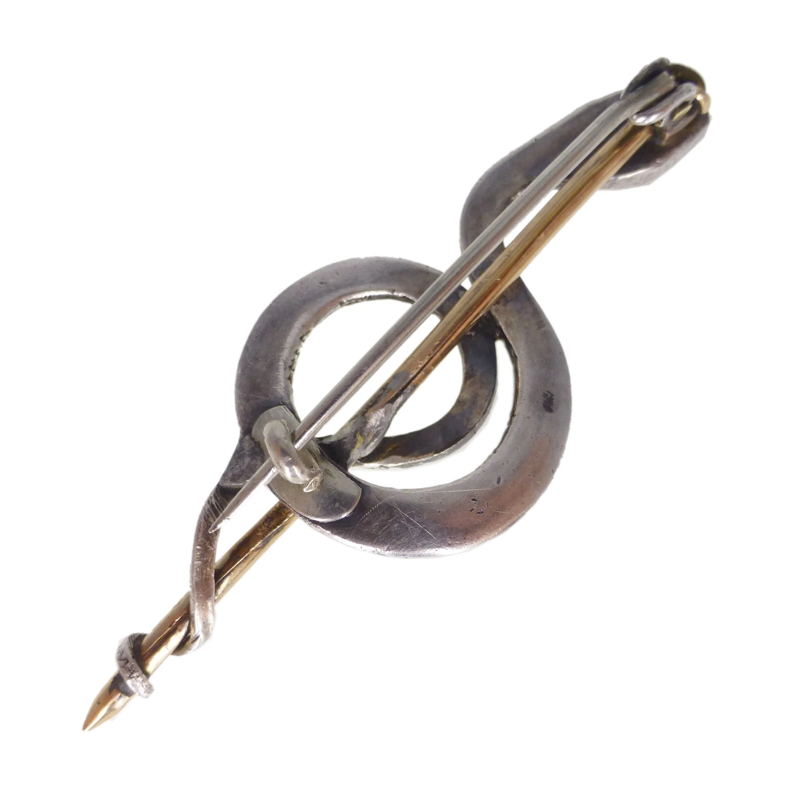 Antique Victorian Gold & Silver Pearl Snake Brooch