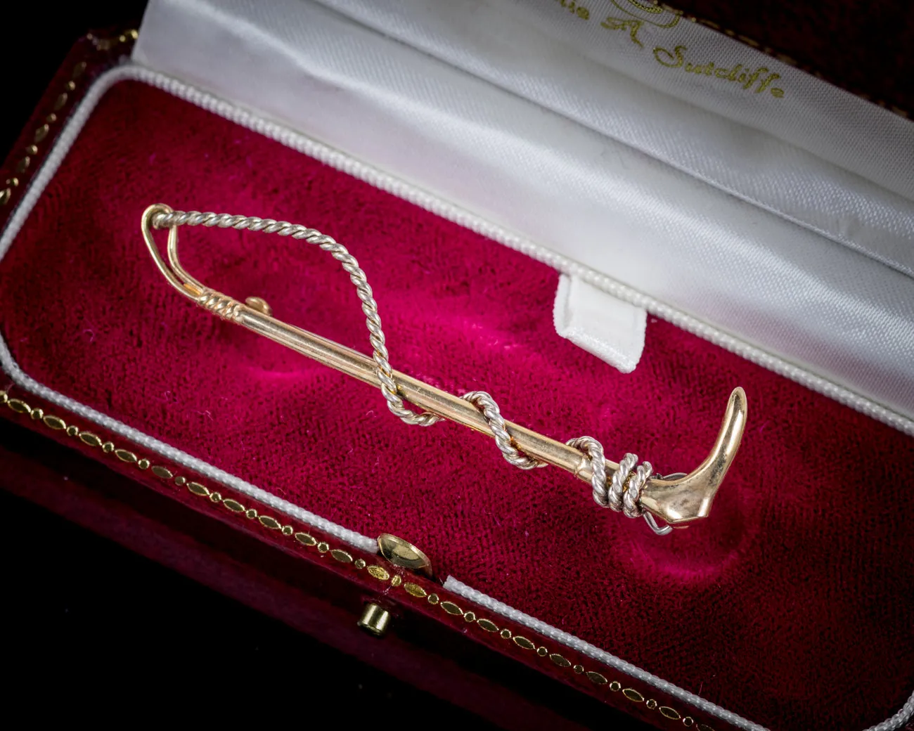 Antique Victorian Riding Brooch 9ct Gold with Box