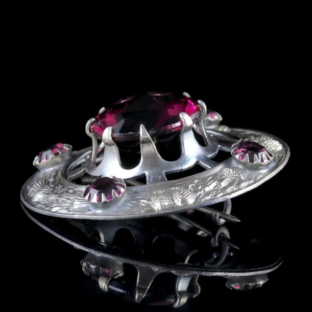Antique Victorian Scottish Brooch Paste Amethyst Circa 1880