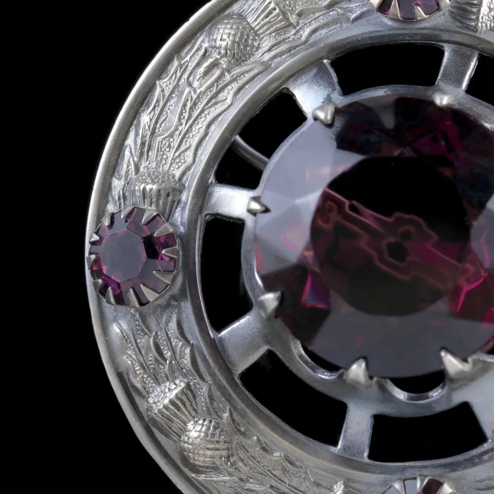 Antique Victorian Scottish Brooch Paste Amethyst Circa 1880