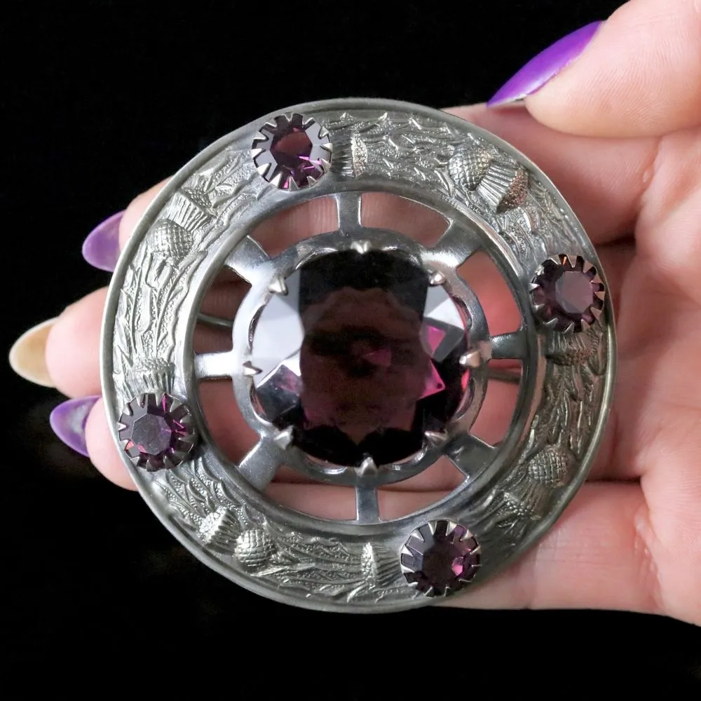 Antique Victorian Scottish Brooch Paste Amethyst Circa 1880