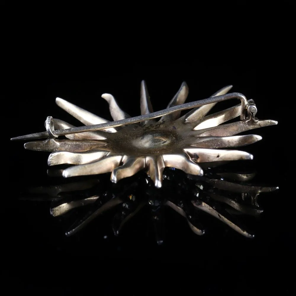 Antique Victorian Silver Star Paste Brooch Circa 1900