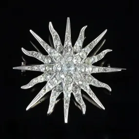 Antique Victorian Silver Star Paste Brooch Circa 1900