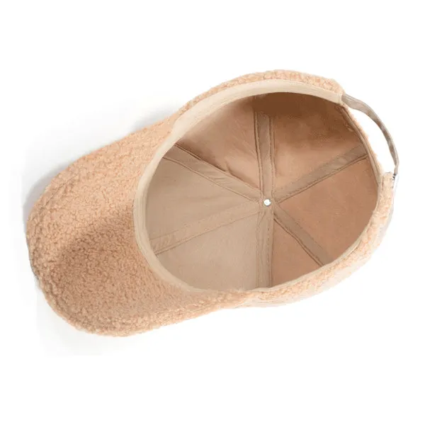 Apricot Korean Style Warm Lamb Wool Baseball Cap 杏色韓版保暖羊羔毛棒球帽 KCHT2236