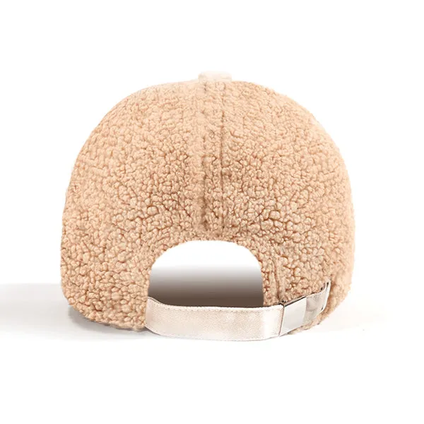 Apricot Korean Style Warm Lamb Wool Baseball Cap 杏色韓版保暖羊羔毛棒球帽 KCHT2236