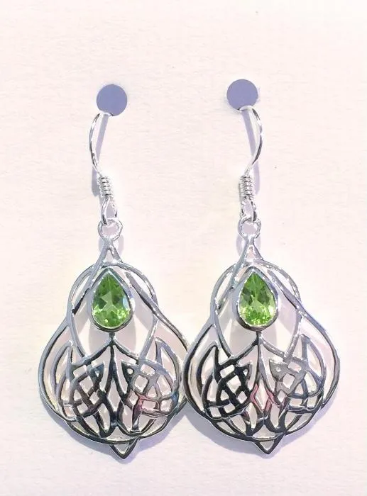 Art Nouveau Floral Style Earrings (Peridot)