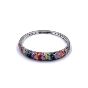 Ashley Gold Stainless Steel Assorted Rainbow CZ Bangle Bracelet