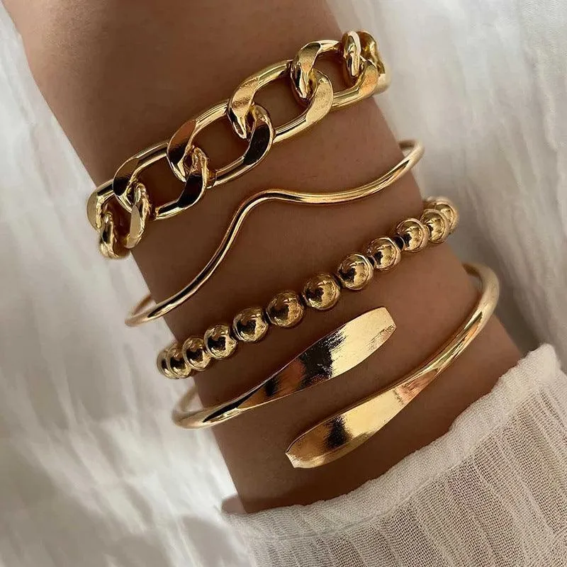 B7.4pcs Simple Plain Bracelet