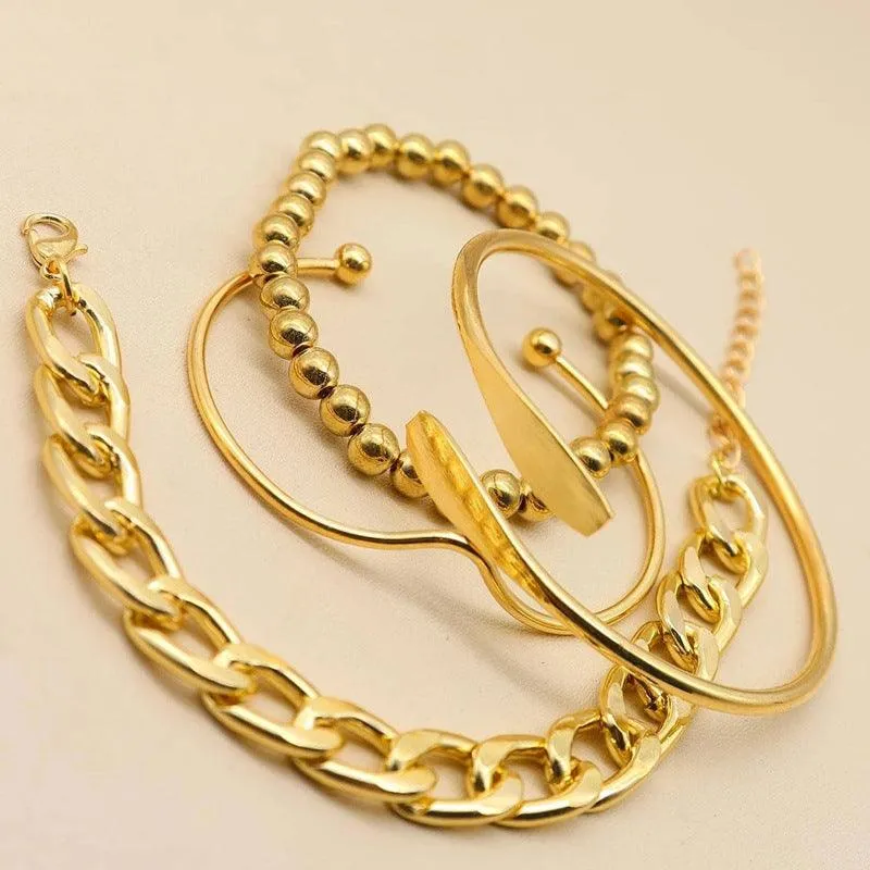 B7.4pcs Simple Plain Bracelet