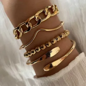 B7.4pcs Simple Plain Bracelet