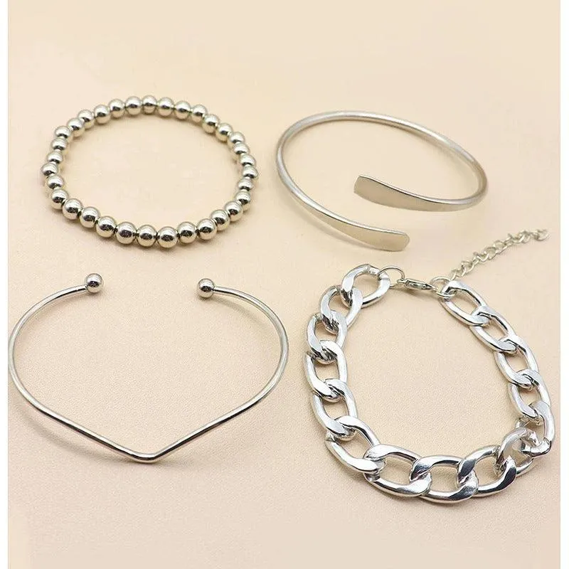 B7.4pcs Simple Plain Bracelet
