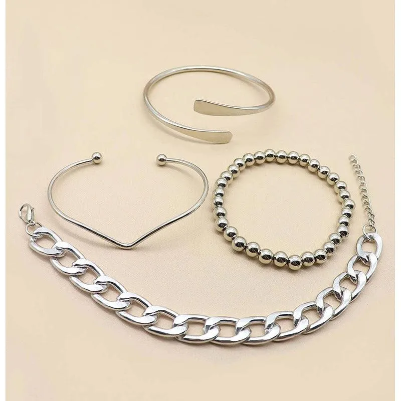B7.4pcs Simple Plain Bracelet