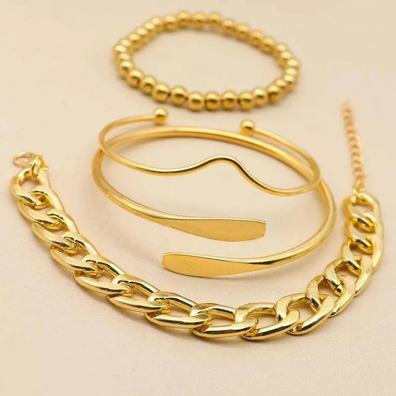 B7.4pcs Simple Plain Bracelet