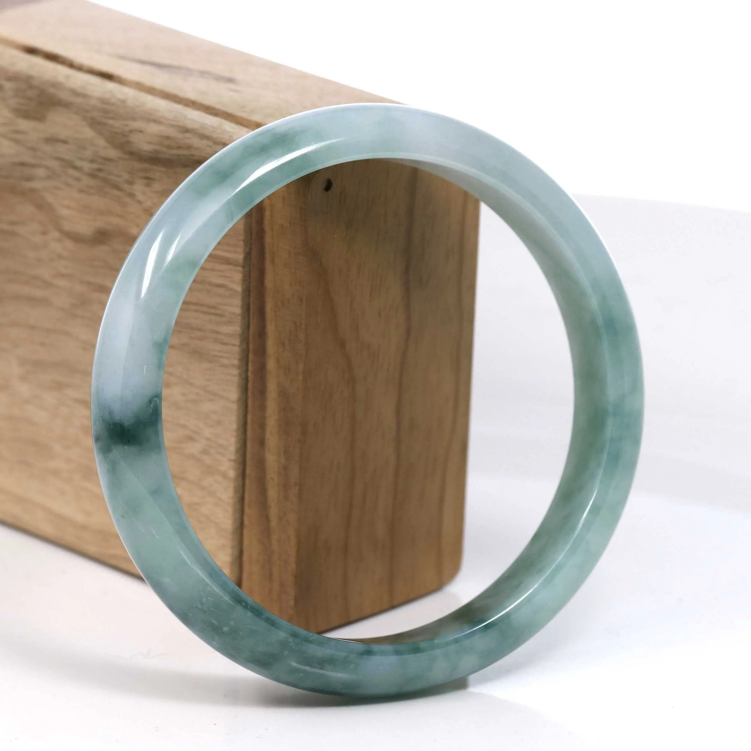 Baikalla Blue Green Classic Real Jadeite Jade Bangle Bracelet (63.30mm) #385