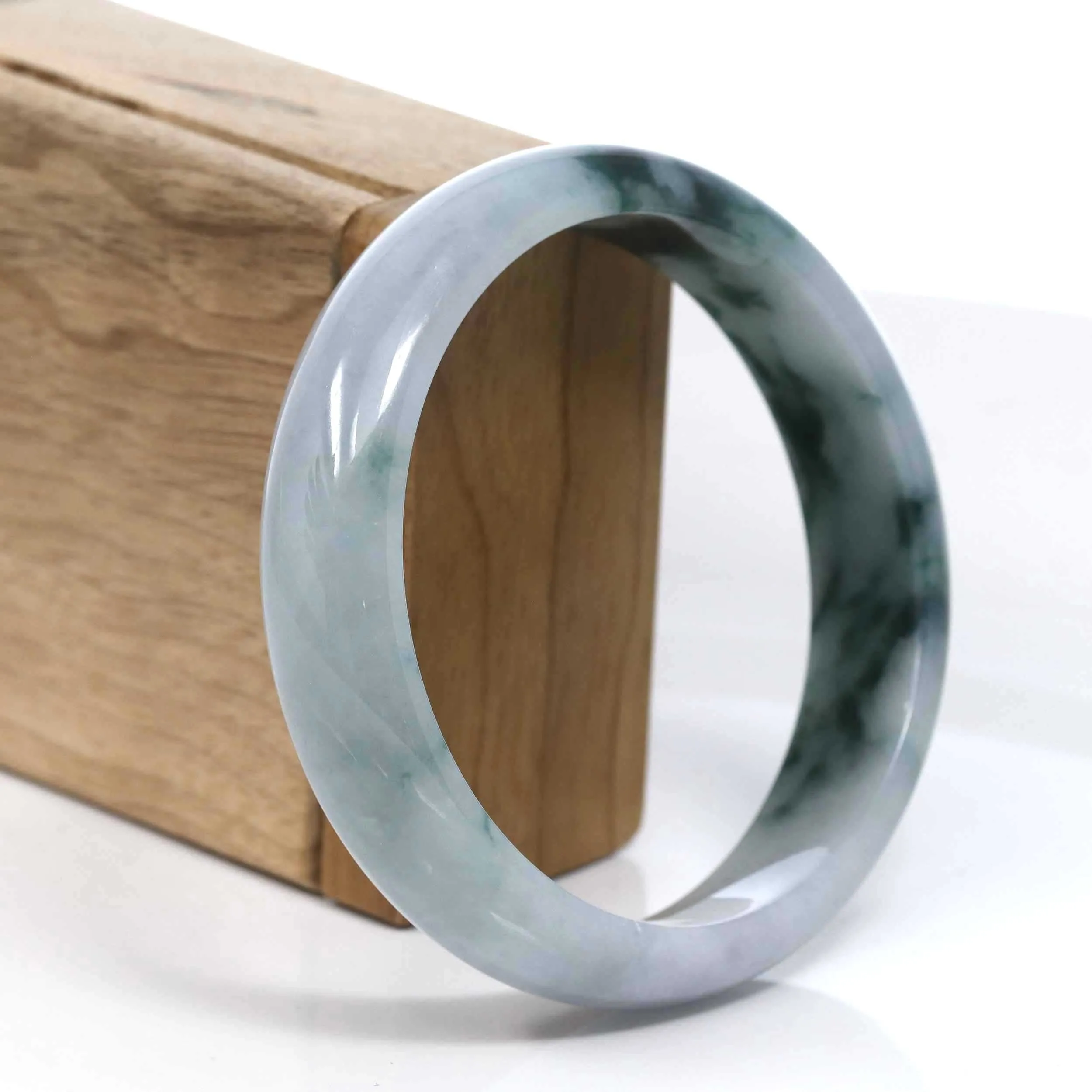 Baikalla Blue-Green Classic Real Jadeite Jade Bangle Bracelet (63.48mm) #395