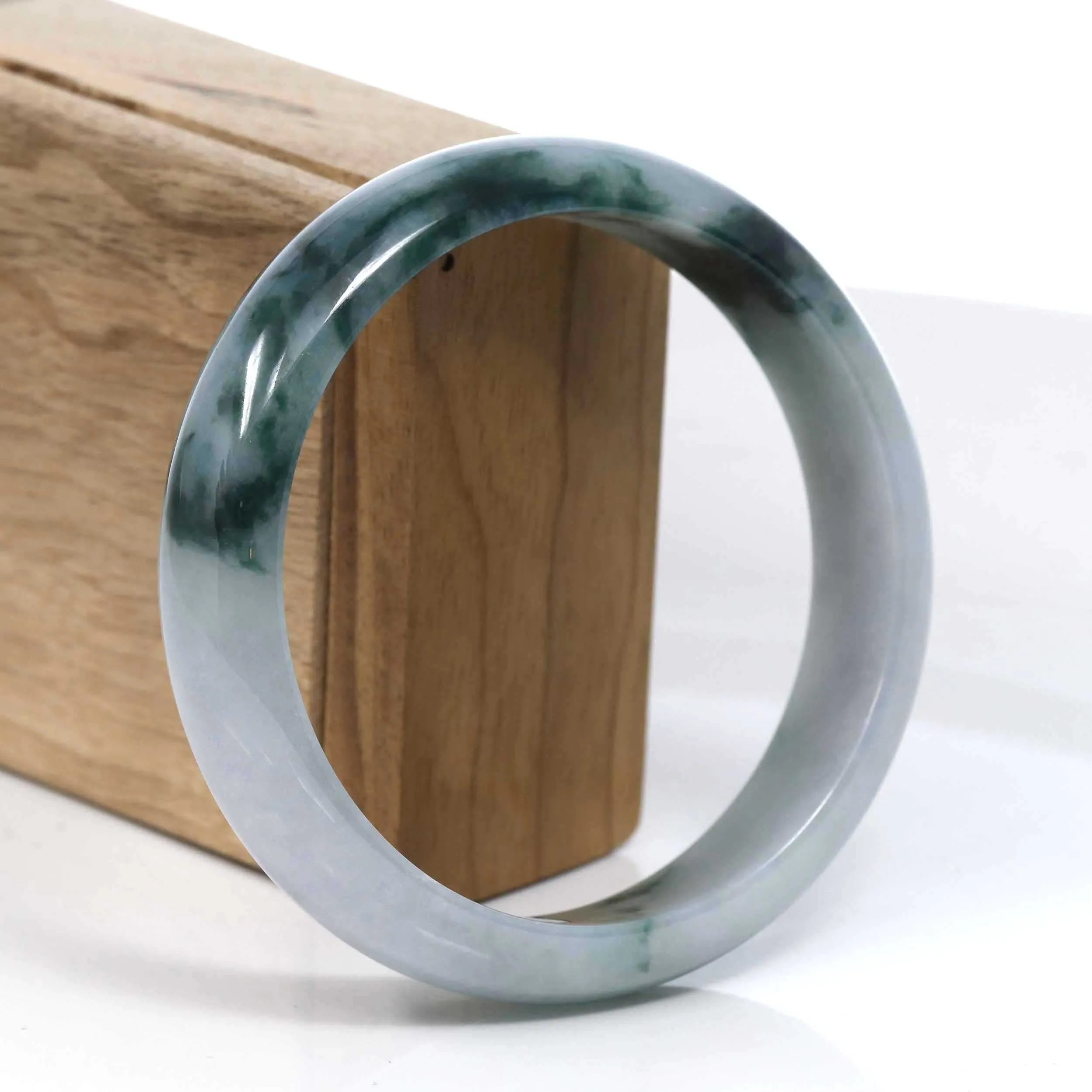 Baikalla Blue-Green Classic Real Jadeite Jade Bangle Bracelet (63.48mm) #395