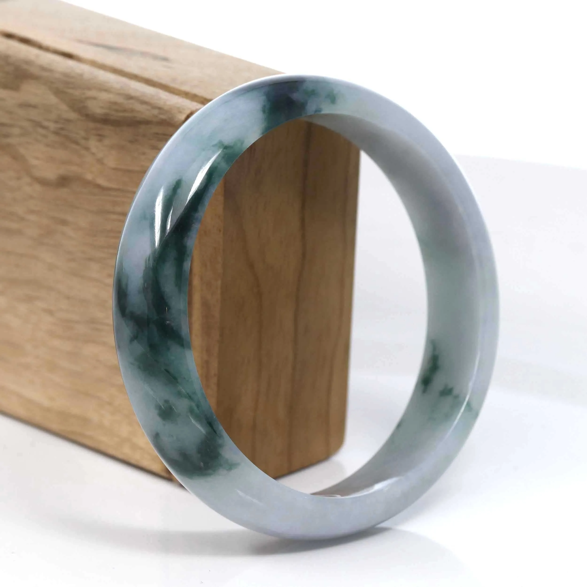Baikalla Blue-Green Classic Real Jadeite Jade Bangle Bracelet (63.48mm) #395
