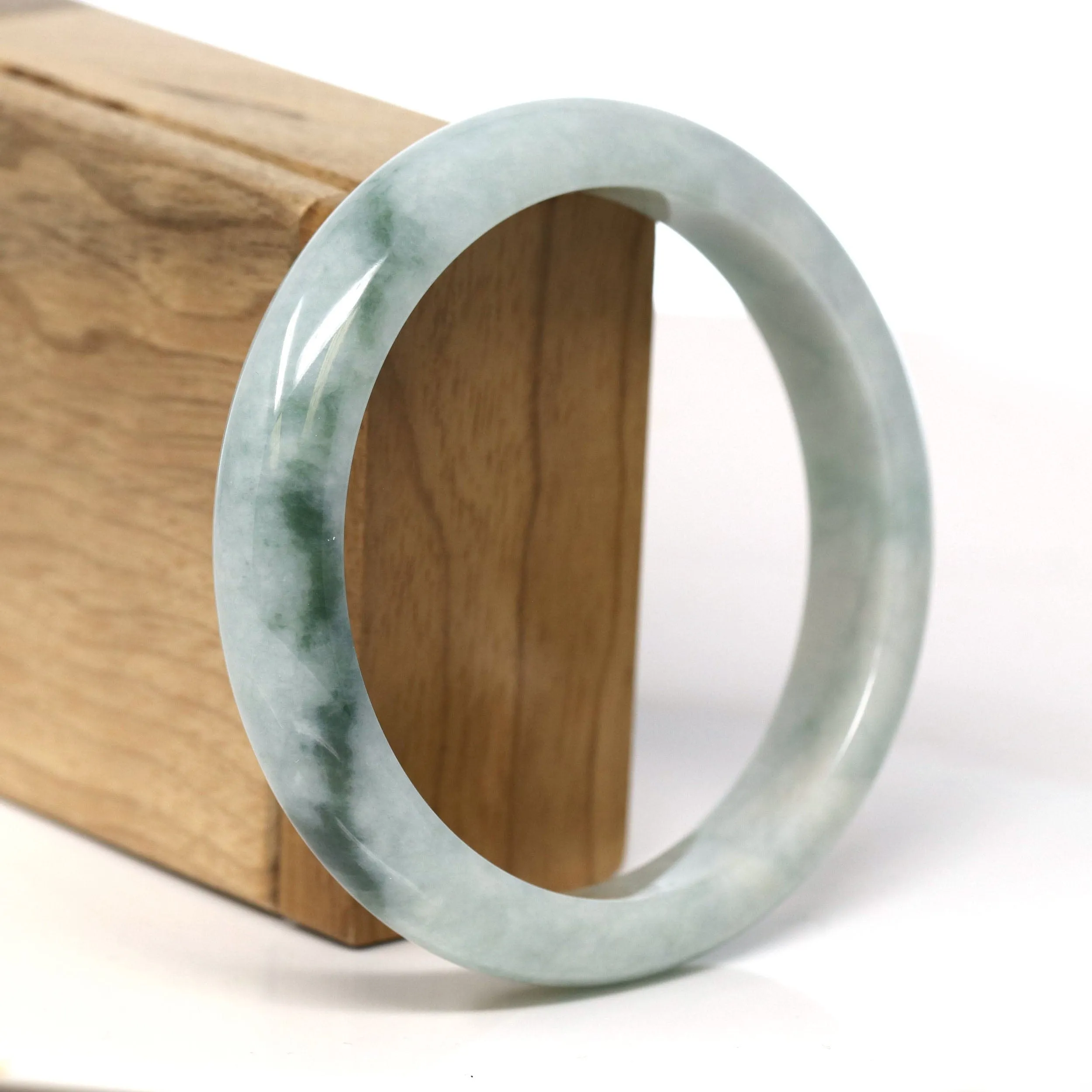 Baikalla Natural Burmese Blue Green Jadeite Jade Bangle Bracelet (62.3mm) #T278
