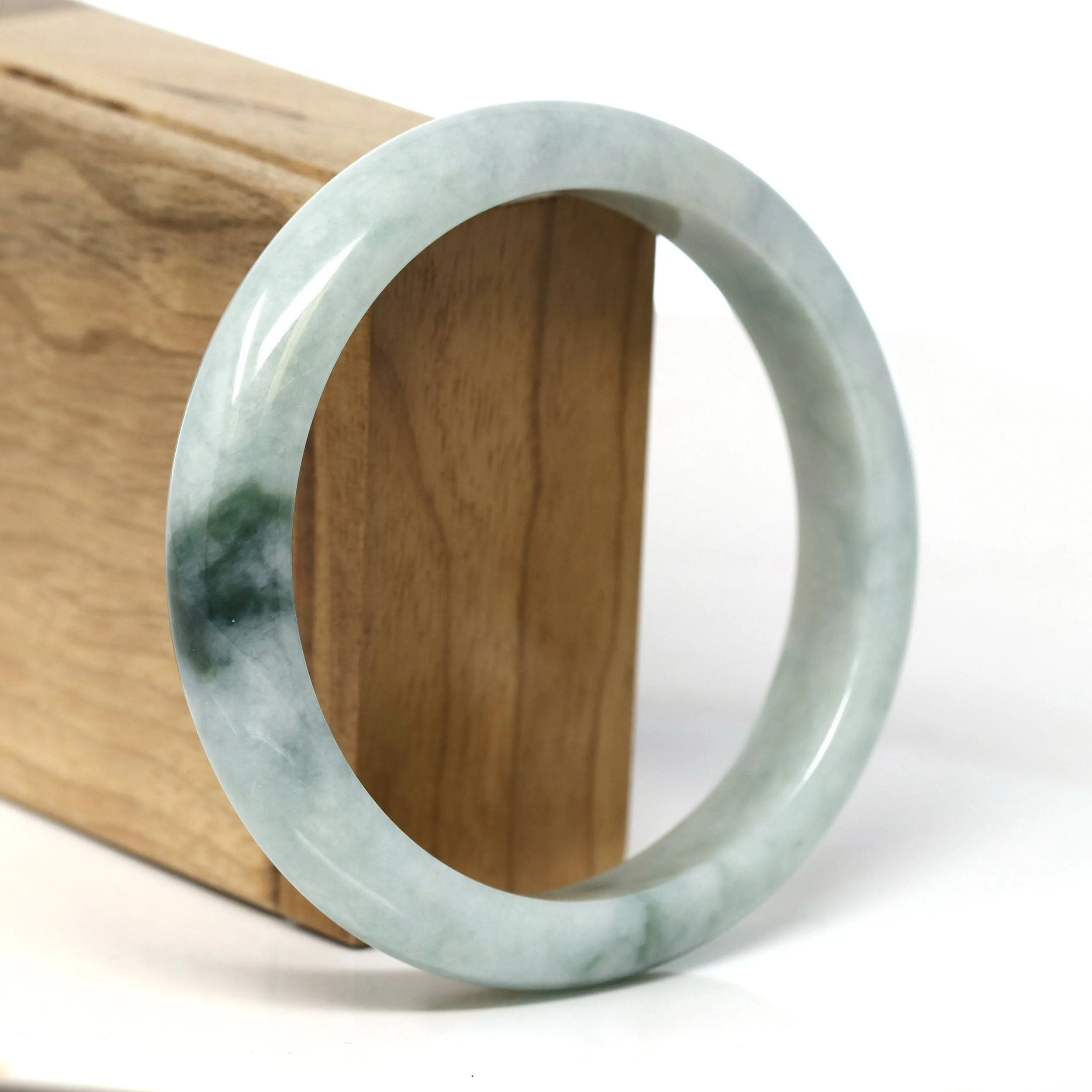 Baikalla Natural Burmese Blue Green Jadeite Jade Bangle Bracelet (62.3mm) #T278