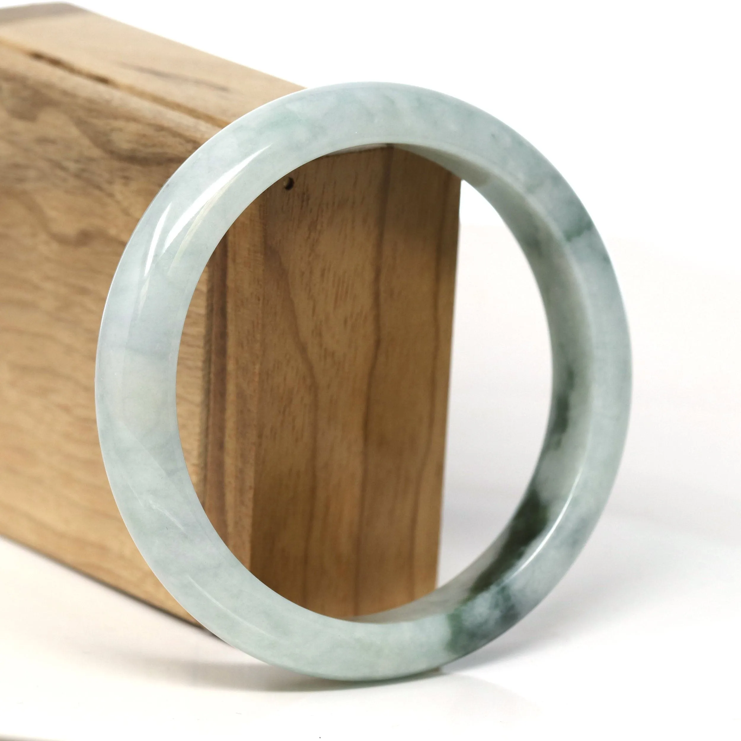 Baikalla Natural Burmese Blue Green Jadeite Jade Bangle Bracelet (62.3mm) #T278