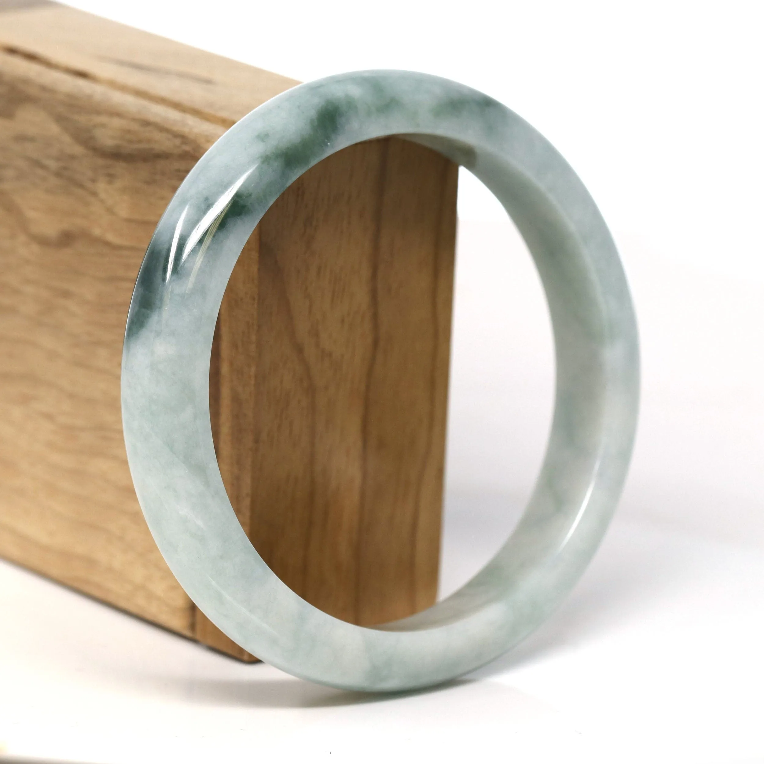 Baikalla Natural Burmese Blue Green Jadeite Jade Bangle Bracelet (62.3mm) #T278