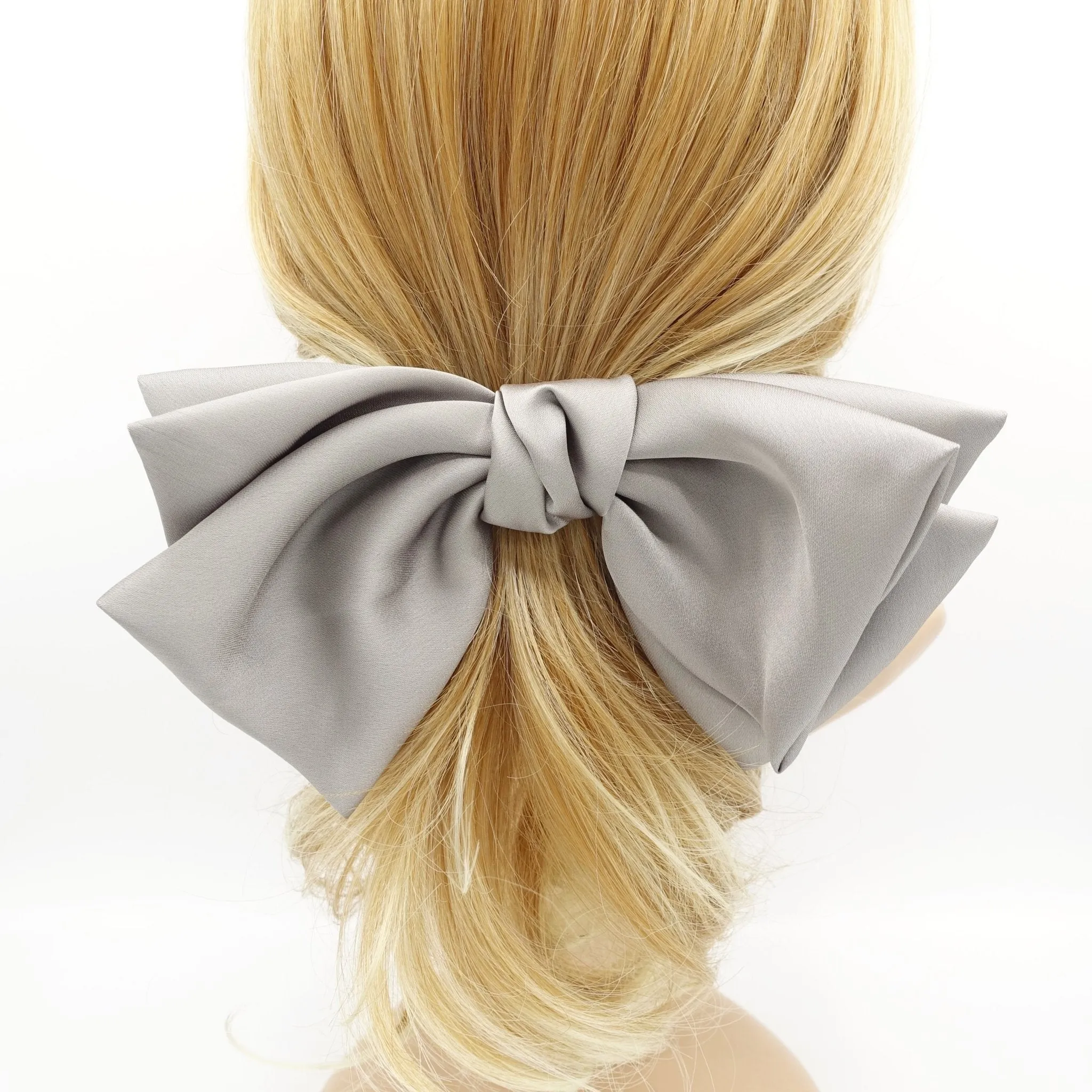 big triple wing hair bow satin double layered bow stylish women hair accessory