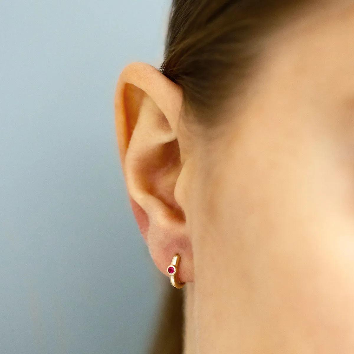 Bijou Collection 10mm Ruby Hoop Earrings | 9K Yellow Gold
