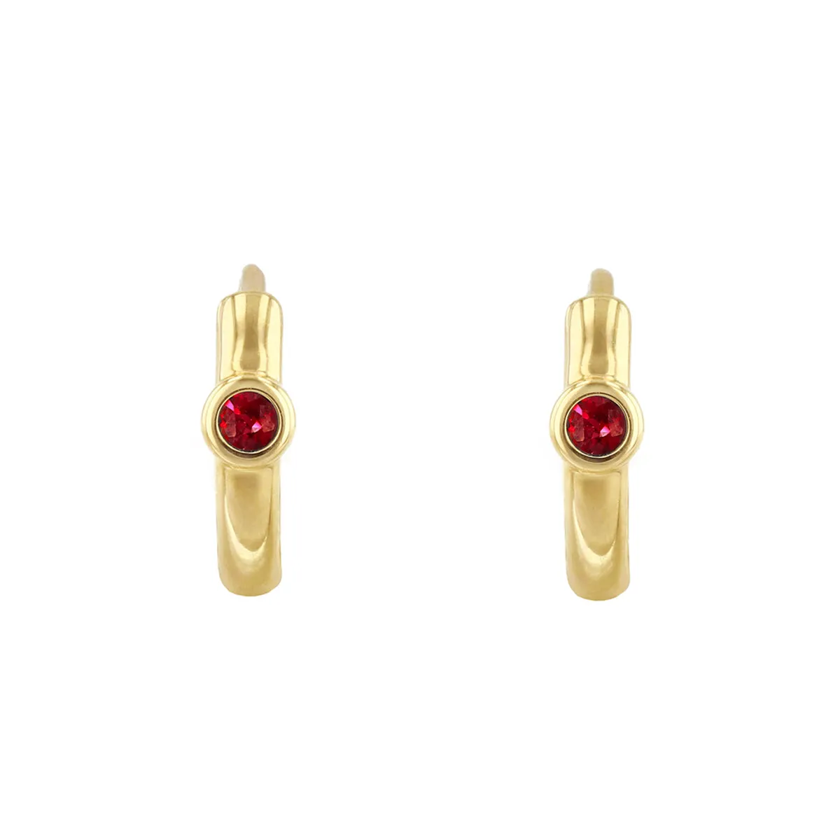 Bijou Collection 10mm Ruby Hoop Earrings | 9K Yellow Gold