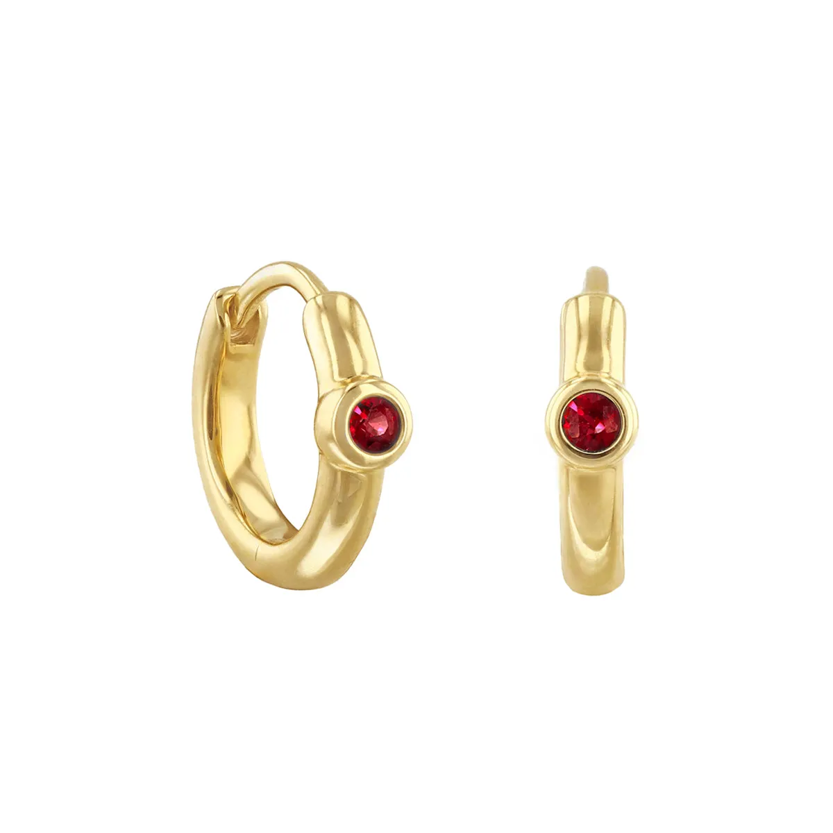 Bijou Collection 10mm Ruby Hoop Earrings | 9K Yellow Gold