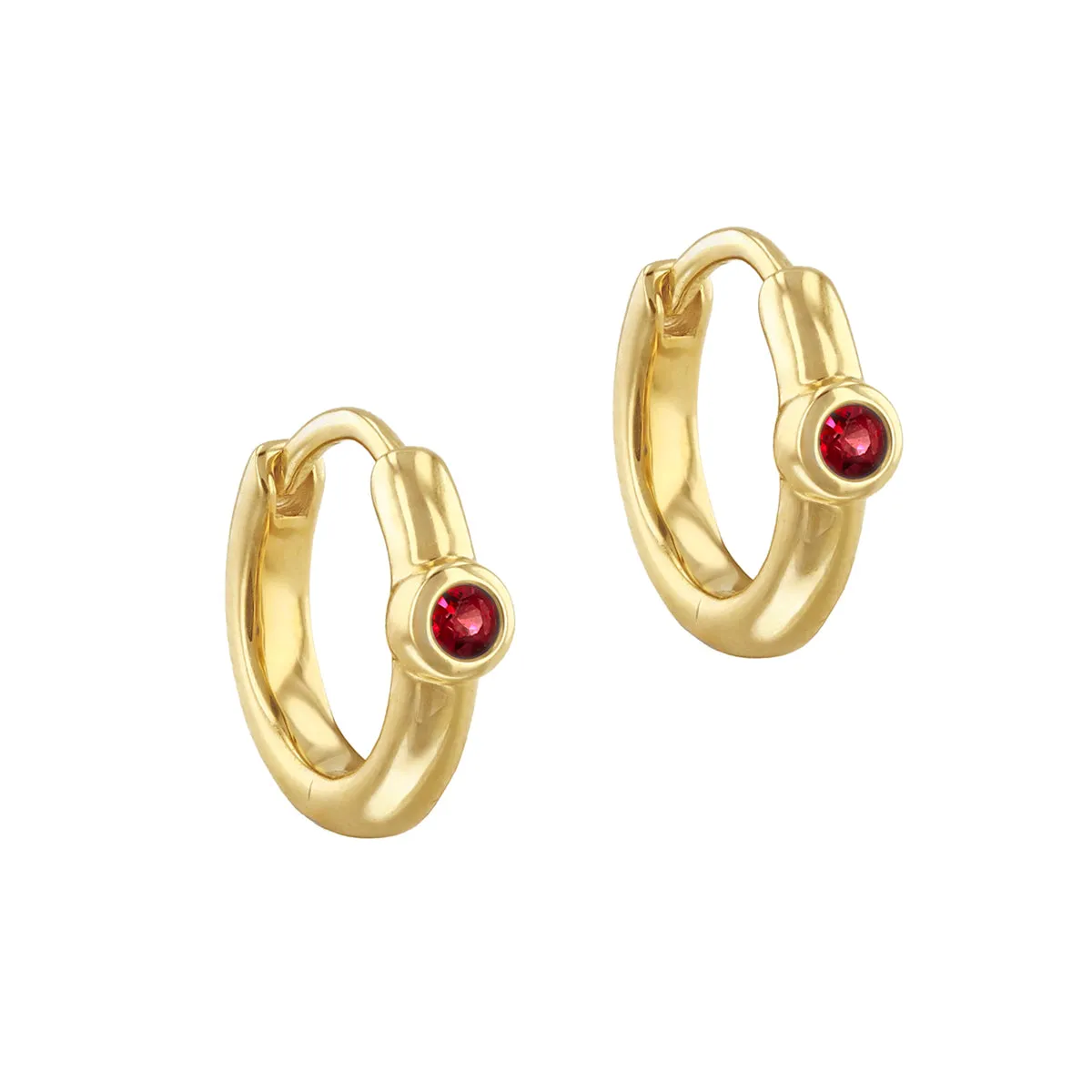 Bijou Collection 10mm Ruby Hoop Earrings | 9K Yellow Gold
