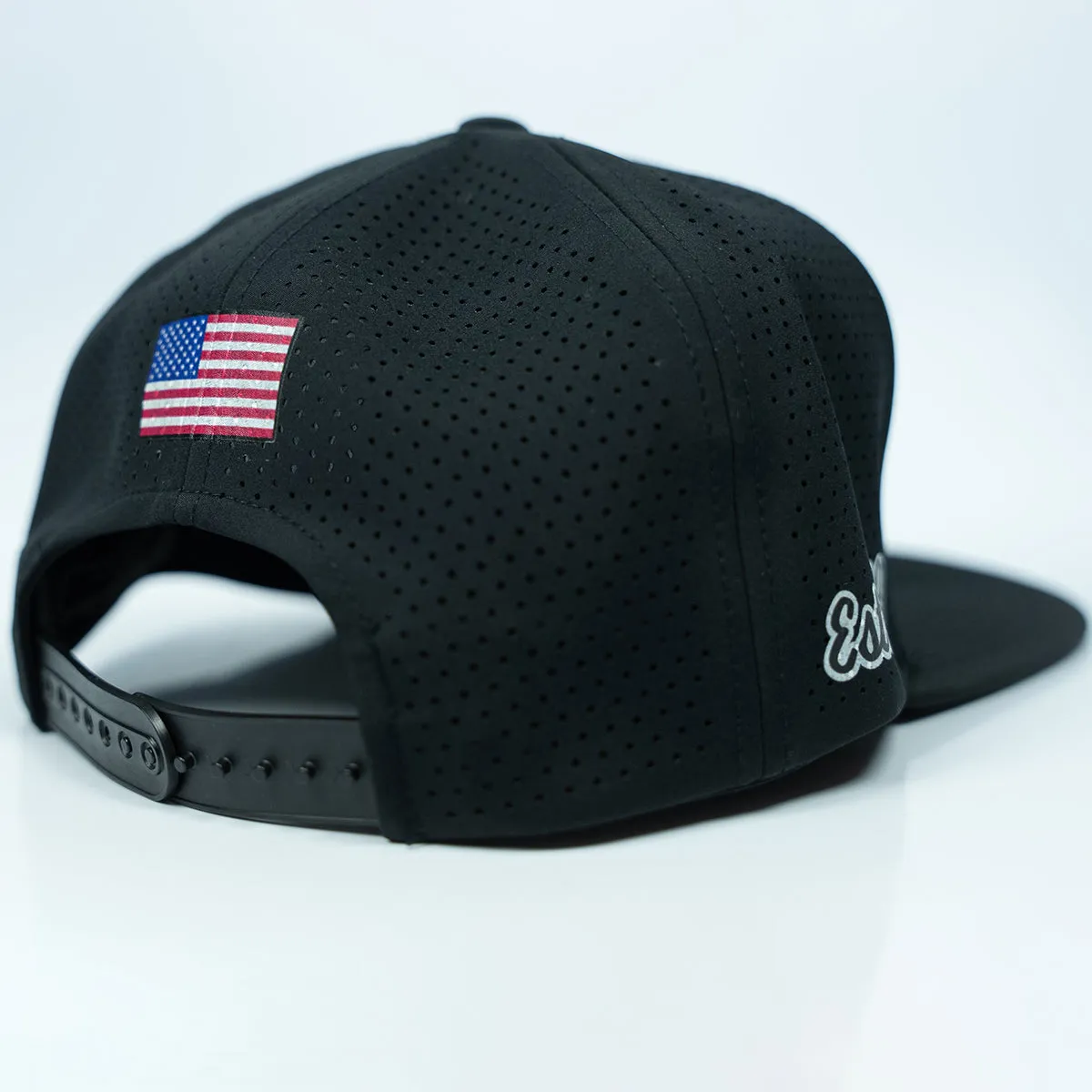 Black Snapback Hat w/ TOMAR White Leather Patch Logo
