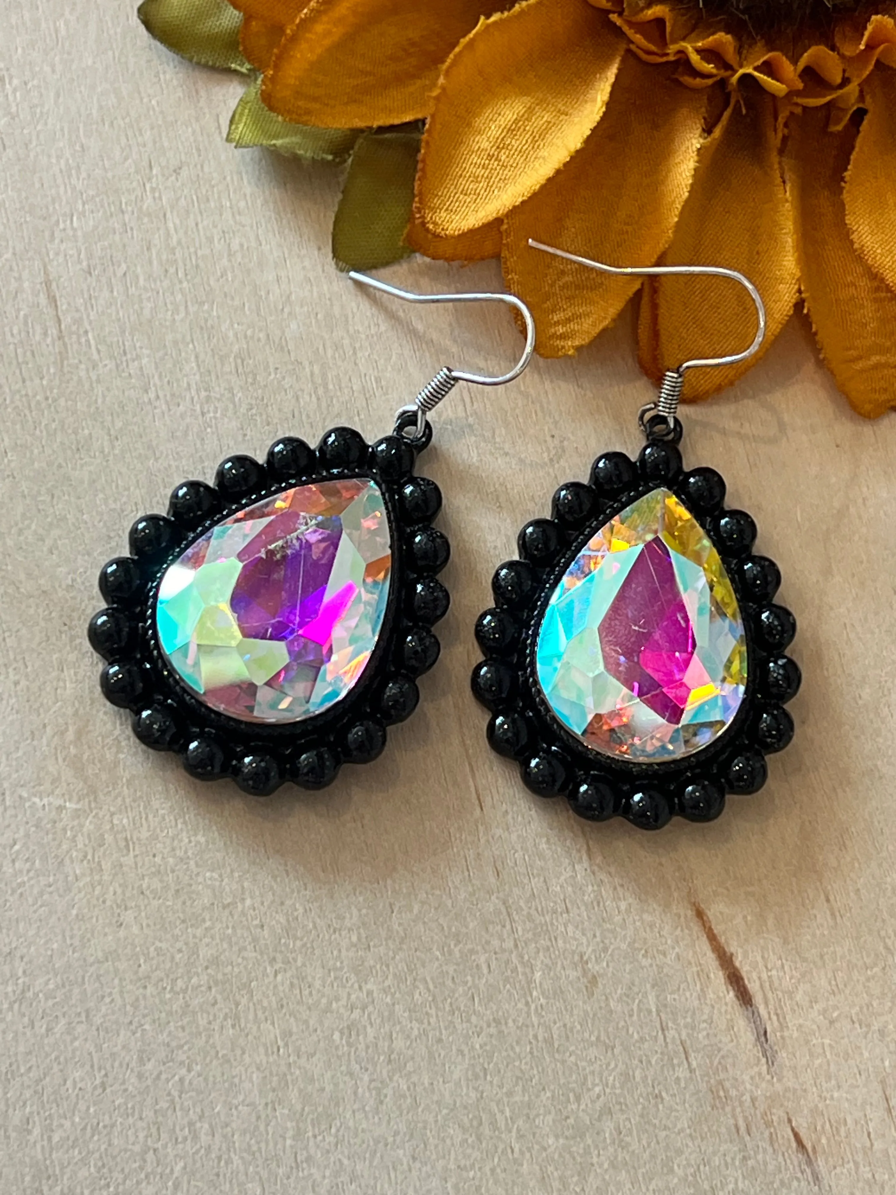 Black Sparkle Dangle Earrings