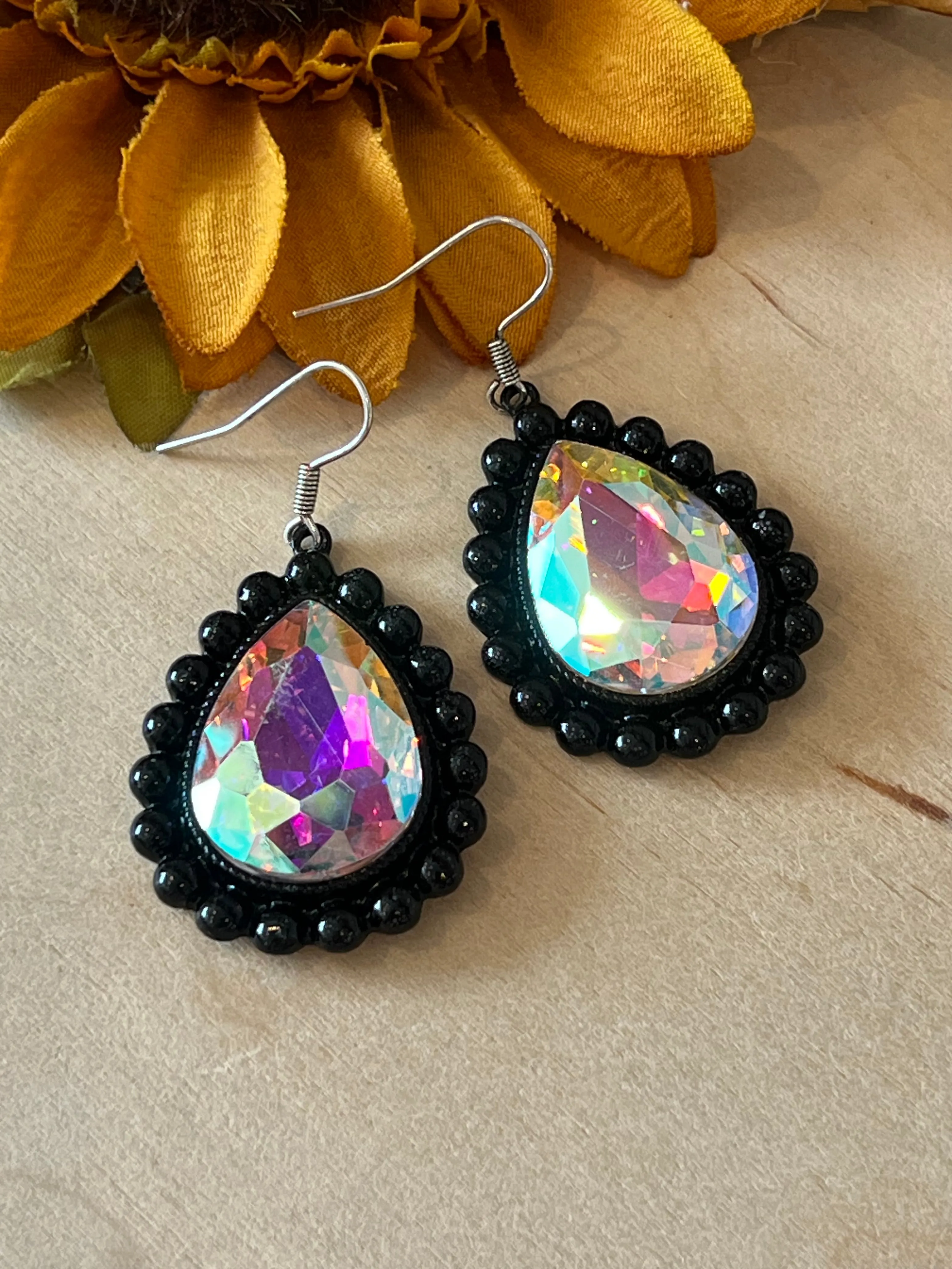 Black Sparkle Dangle Earrings