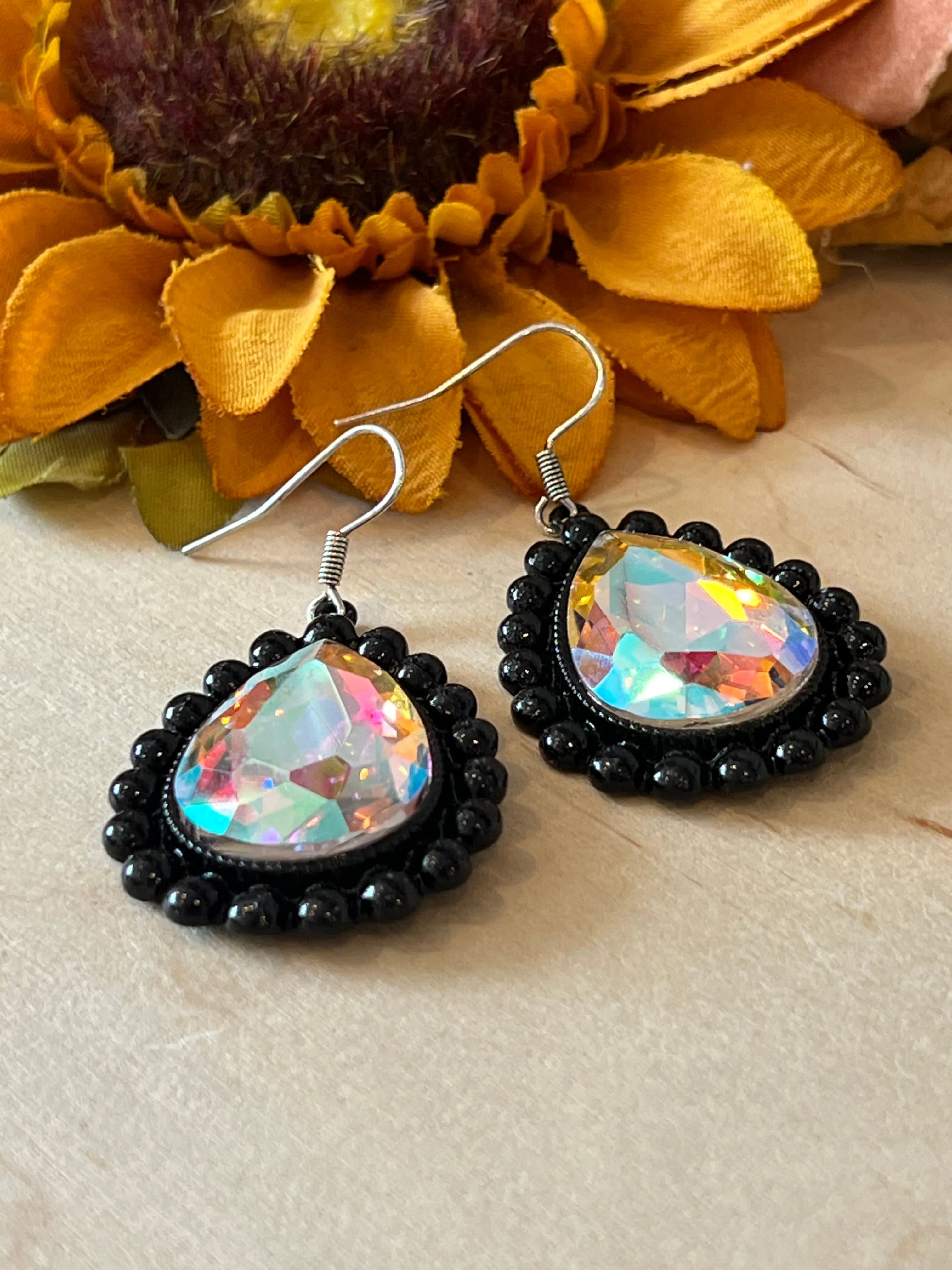 Black Sparkle Dangle Earrings