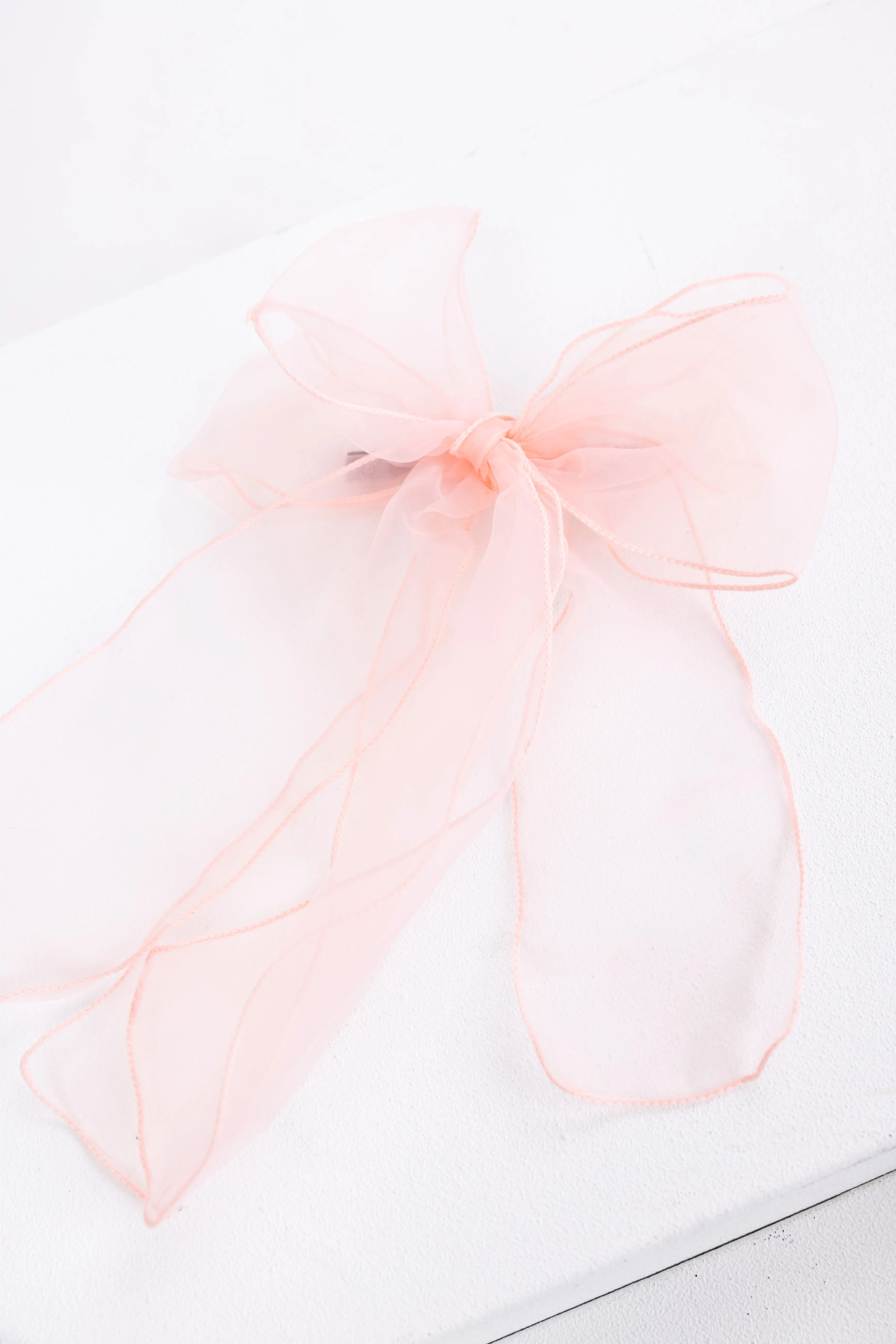 Blush Sheer Ribbon Bow Hairclip