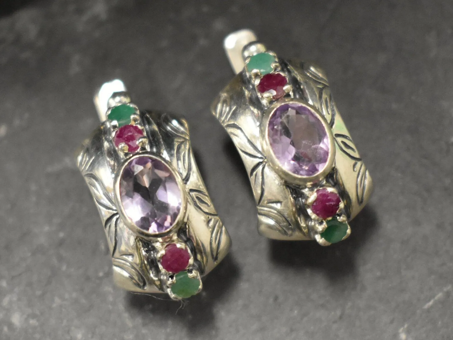 Boho Amethyst Earrings - Genuine Amethyst Earrings - Purple Tribal Earrings