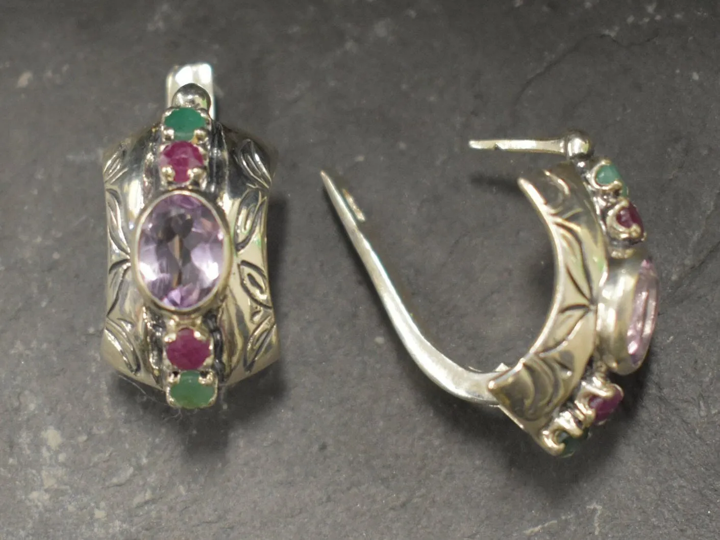 Boho Amethyst Earrings - Genuine Amethyst Earrings - Purple Tribal Earrings