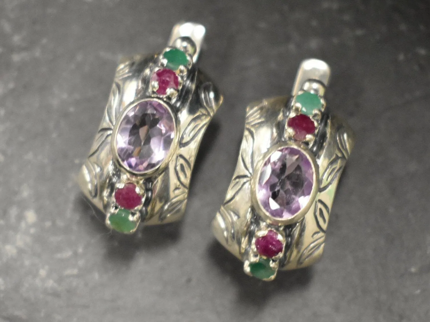 Boho Amethyst Earrings - Genuine Amethyst Earrings - Purple Tribal Earrings