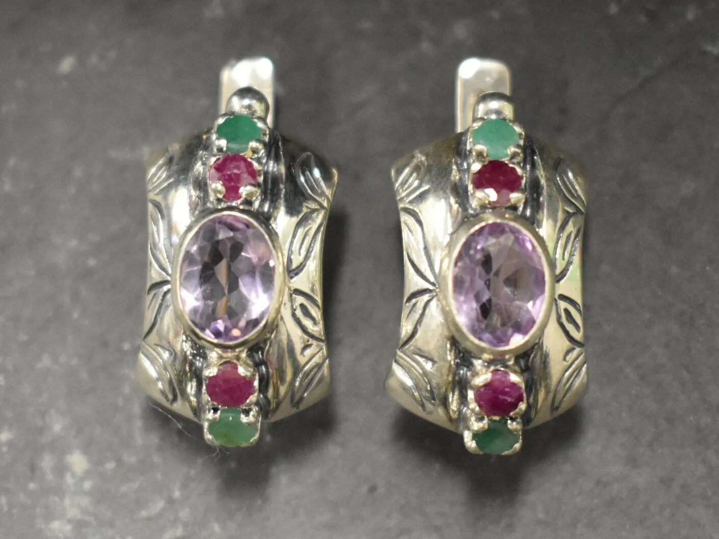 Boho Amethyst Earrings - Genuine Amethyst Earrings - Purple Tribal Earrings