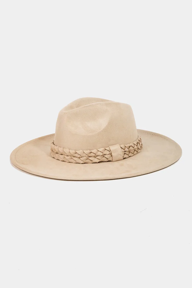 Braided Beauty Brim Detailing Fedora Hat (Assorted Colors)